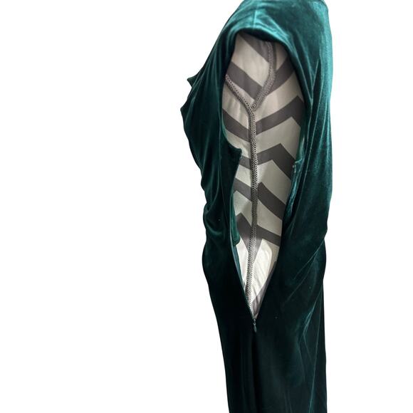 Vince Camuto Green Velvet Gown 10 Christmas Holiday Side-slit Cowl Neck Side Zip - Picture 6 of 8